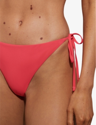 Shop Reiss Womens Coral Riah Side-tie Low-rise Stretch-woven Bikini Bottoms