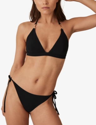 REISS: Riah side-tie low-rise stretch-woven bikini top
