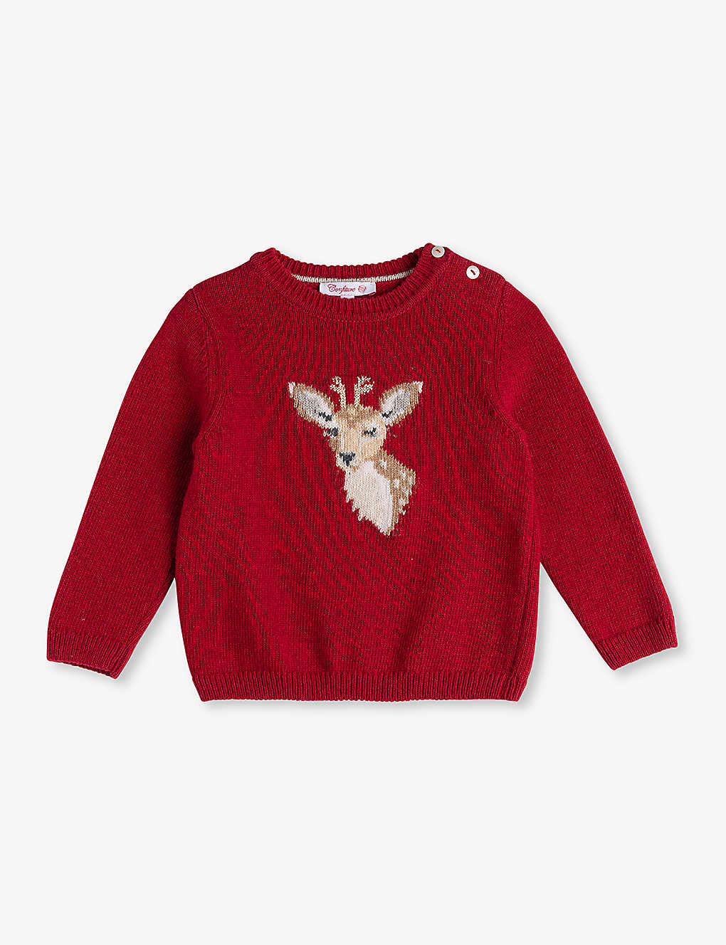 Trotters Babies'  Crimson Dasher Reindeer-motif Wool-blend Jumper 3-24 Months