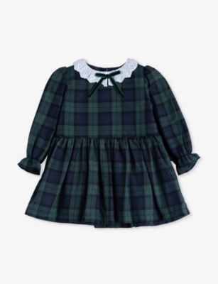 TROTTERS: Tabitha tartan cotton dress 3-24 months