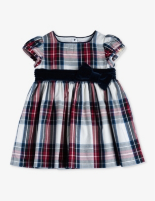 TROTTERS: Victoria tartan cotton dress 3-24 months
