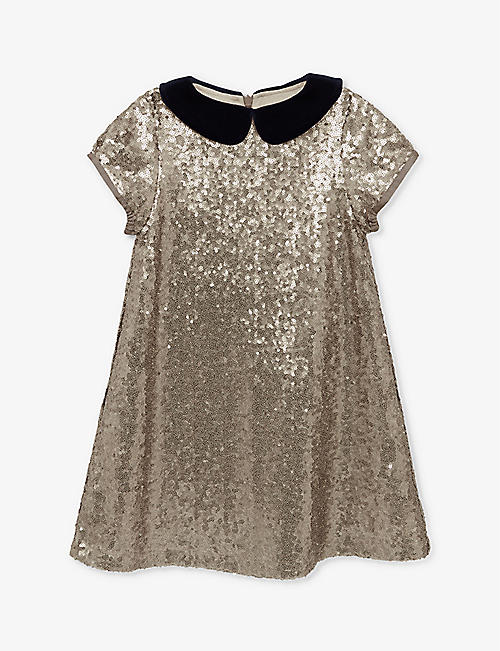 TROTTERS: Sienna short-sleeved sequin-embellished dress 2-11 years