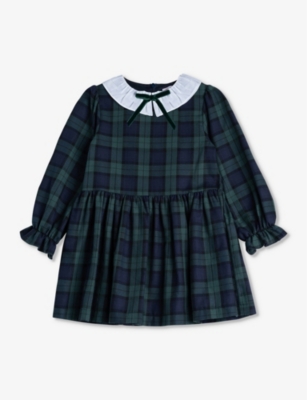 Trotters Girls Navy Tartan Kids Tabitha Tartan Cotton Dress 2-11 Years