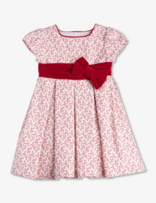 Trotters Kids' Bethany Floral-print Woven Dress 2-11 Years In Gold/red