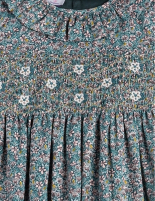 Shop Trotters Green Ragged Robin Robin Floral-print Cotton Dress 2-11 Years