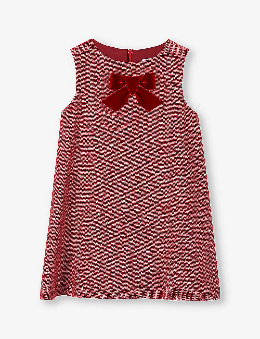 Trotters Babies'  Red Herringbone Georgina Bow-embellished Woven Dress 2-11 Years