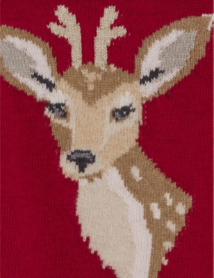 Shop Trotters Crimson Reindeer-intarsia Wool-blend Jumper 2-11 Years
