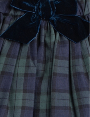 Shop Trotters Navy Tartan Tartan Bow-detail Cotton Skirt 2-11 Years