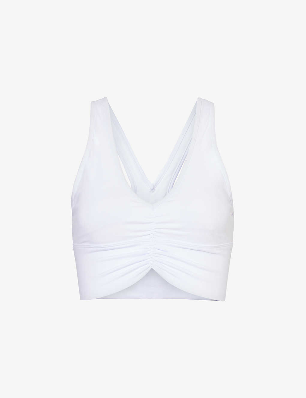 Shop Alo Yoga Womens White Wild Thing V-neck Stretch-woven Bra