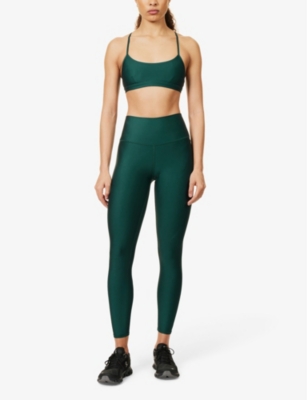 Shop Alo Yoga Womens Midnight Green Airlift Intrigue Scoop-neck Stretch-woven Bra