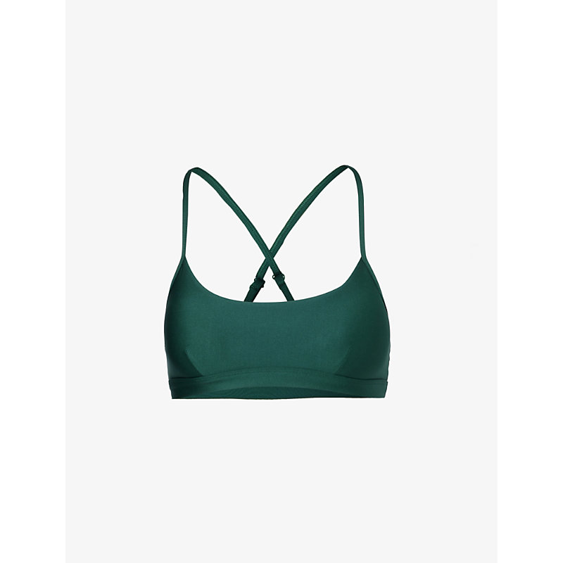 Alo Yoga Womens Midnight Green Airlift Intrigue Scoop-neck Stretch-woven Bra