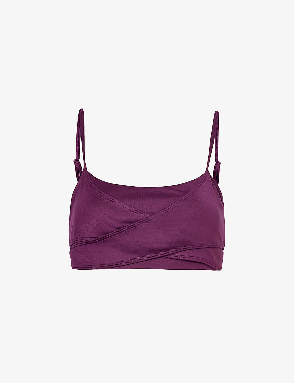 Shop Alo Yoga Airbrush Enso Scoop-neck Stretch-woven Bra In Purple