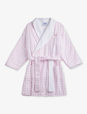 TROTTERS: Margot ballerina-appliqué gingham cotton robe 1-11 years