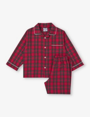 TROTTERS: Cosy tartan brushed-cotton pyjama set 1-11 years
