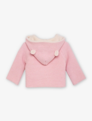 Shop Trotters Pale Pink Teddy Ear-embroidered Wool And Cashmere-blend Coat 1-9 Months