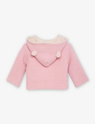 Trotters Pale Pink Teddy Ear-embroidered Wool And Cashmere-blend Coat 1-9 Months In Pale Pink