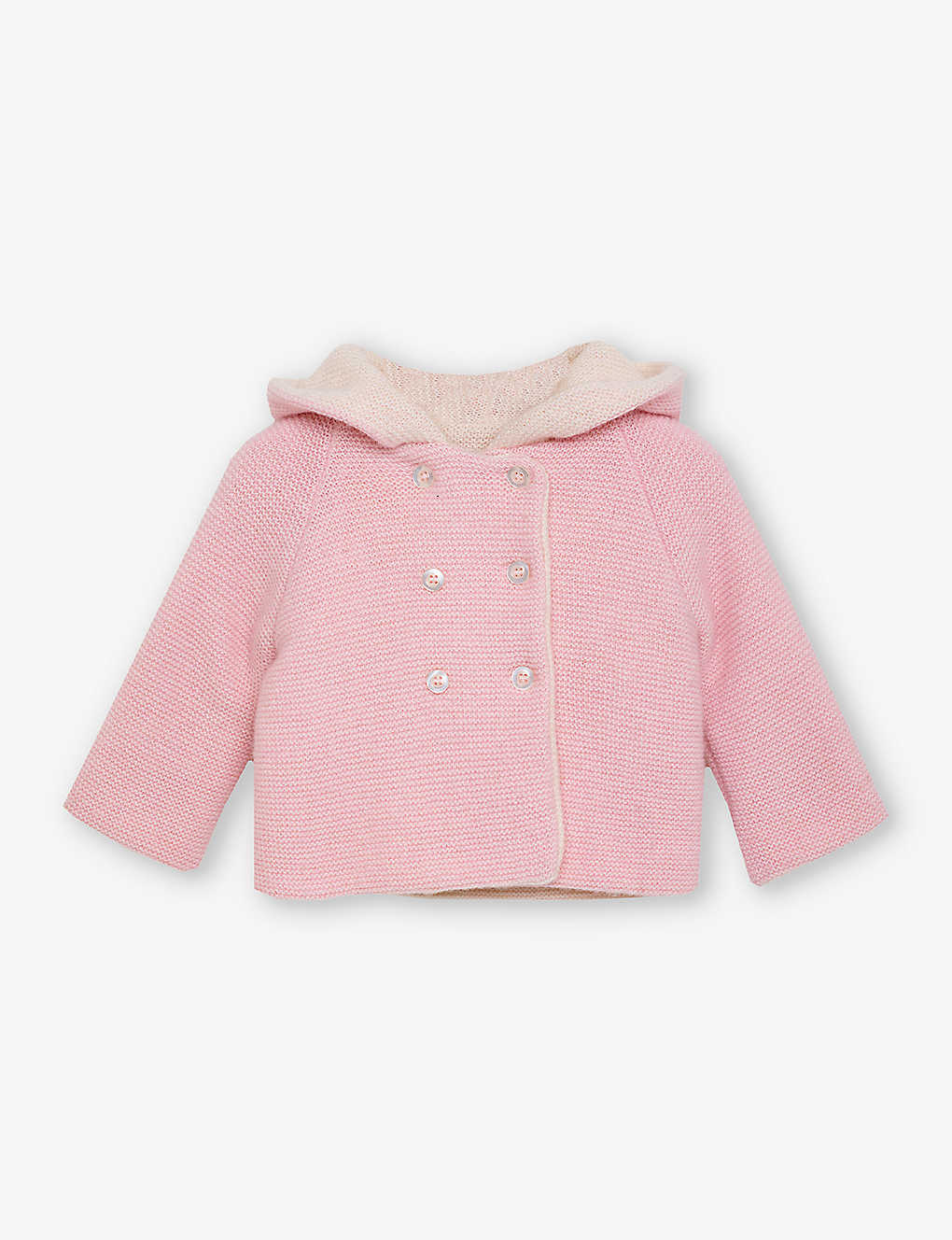 Trotters Babies'  Pale Pink Teddy Ear-embroidered Wool And Cashmere-blend Coat 1-9 Months