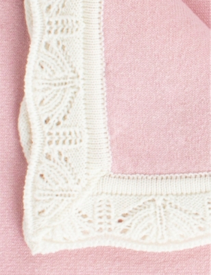 TROTTERS: Openwork frilled-trim cashmere blanket