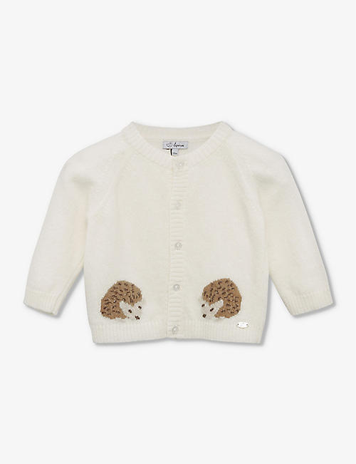 TROTTERS: Prickles hedgehog-intarsia knitted cardigan 0-9 months