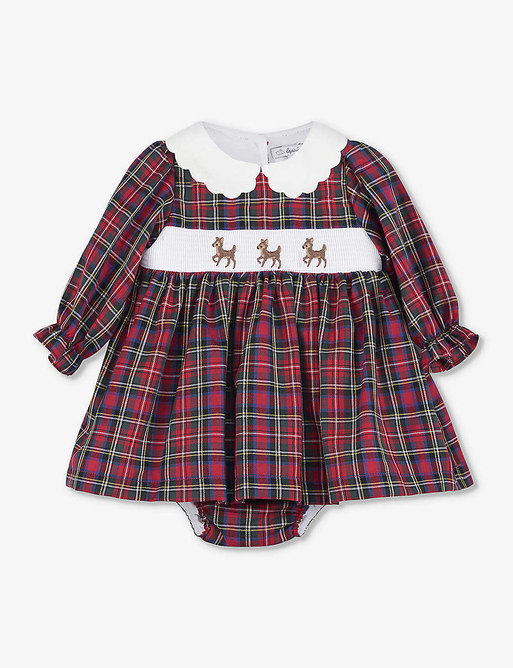 Trotters Babies' My First Christmas Dress And Bloomers Set (3-9 Months) In Red Tartan