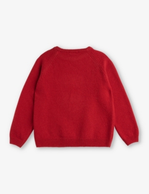 Shop Trotters Red Drum-intarsia Regular-fit Wool-blend Jumper 2-11 Years