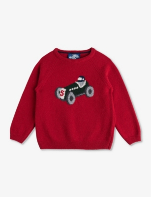 TROTTERS: Henry car-intarsia knitted jumper 2-11 years