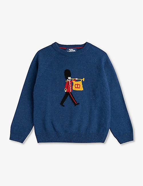 TROTTERS: Guardsman-intarsia knitted jumper 2-11 years