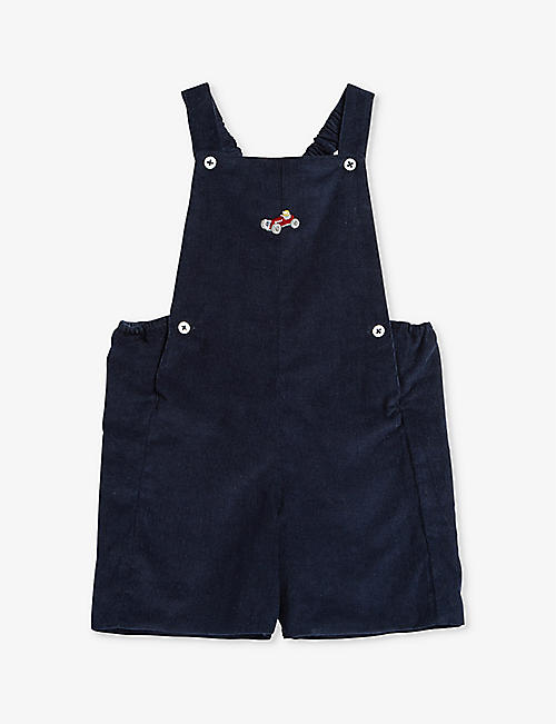 TROTTERS: Alfie vintage car-embroidery corduroy-textured cotton dungarees 3-24 months