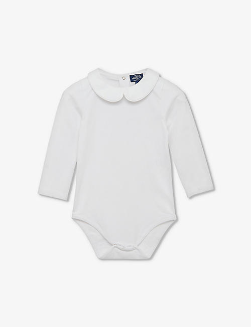 TROTTERS: Milo piped-trim stretch-cotton babygrow 3-24 months