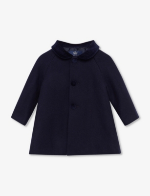 TROTTERS: Velvet-collar wool coat 6-24 months