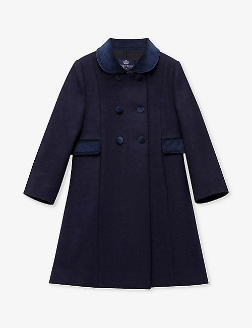 TROTTERS: Classic velvet-collar wool coat 2-11 years