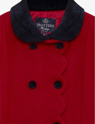 Trotters Peter-pan Collar Wool Coat In Red