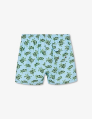 TROTTERS: Turtle-motif elasticated-waist woven swim shorts 2-11 years