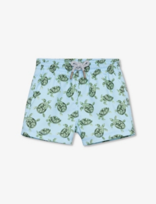 TROTTERS: Turtle-print woven swim shorts 3-24 months