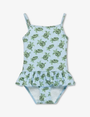 TROTTERS: Turtle-print stretch-woven swimsuit 2-11 years