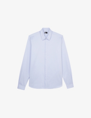 The Kooples Mens Light Blue Classic-fit Spread-collar Cotton-poplin Shirt