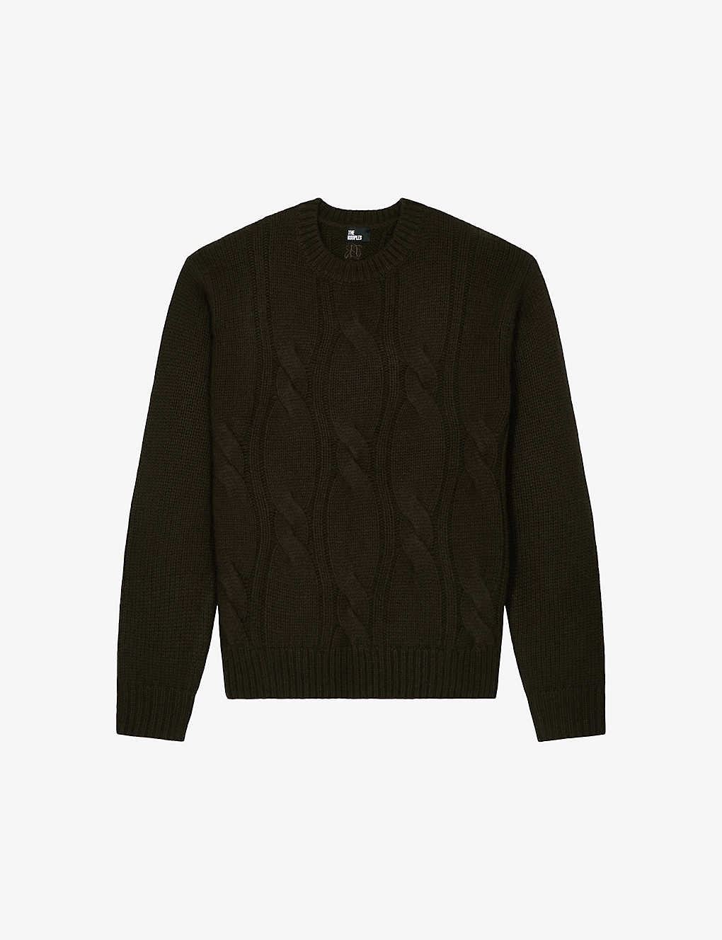 The Kooples Mens Dark Green Cable-knit Wool And Cashmere Jumper
