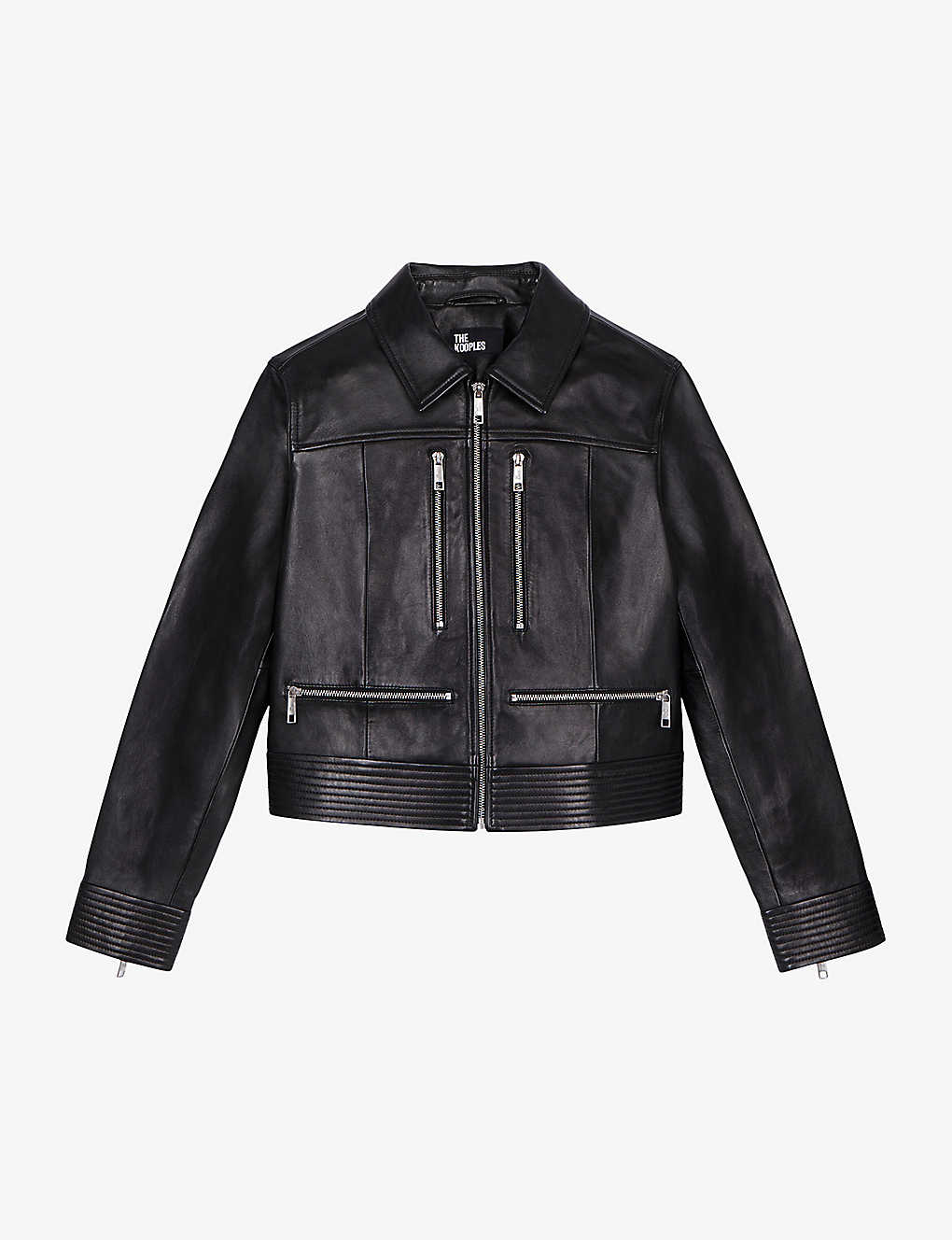 Shop The Kooples Women's Black Multiple Zip-pocket Leather Jacket