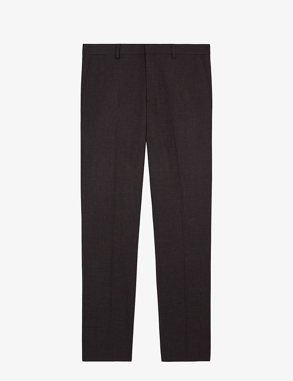 The Kooples Houndstooth Slim-fit Straight-leg Stretch-wool Trousers In Brown