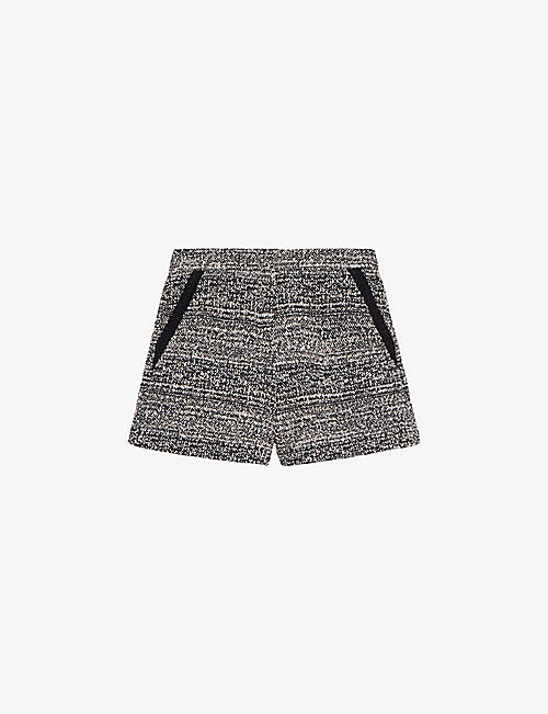 THE KOOPLES: High-rise metallic-tweed woven shorts