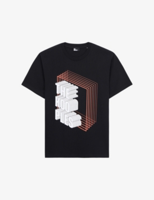 The Kooples Mens Black Graphic-print Cotton-jersey T-shirt