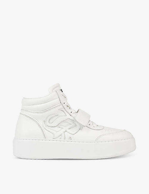 THE KOOPLES: Logo-patch faux-leather high-top trainers