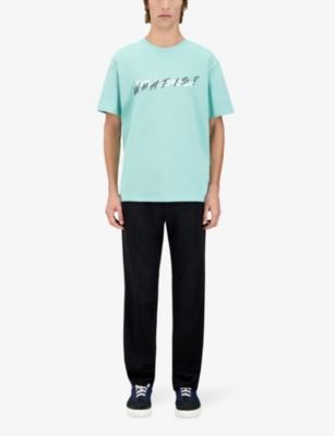 Shop The Kooples Men's Green Water Logo-print Relaxed-fit Cotton T-shirt