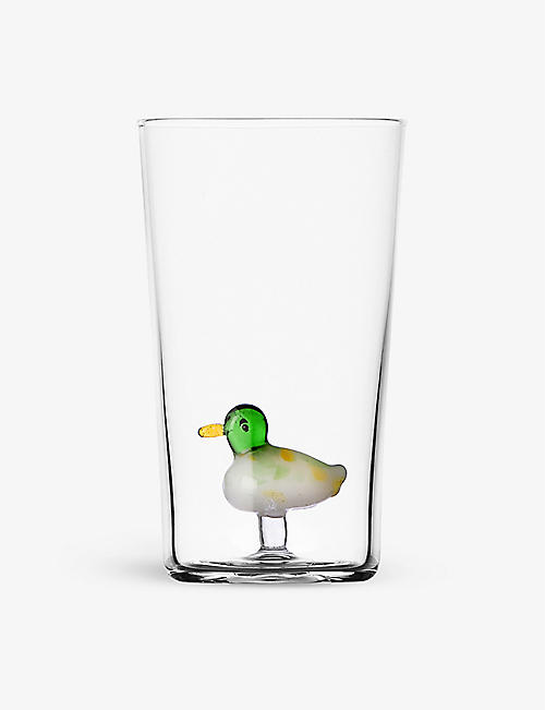 ICHENDORF: Animal Farm Duck borosilicate-glass drinking glass 13cm