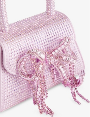 Shop Self-portrait Pink Hot Fix Micro Woven Top-handle Bag