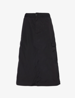 Shop Carhartt Wip Women's Black Jet Slip-pocket Cotton Midi Skirt