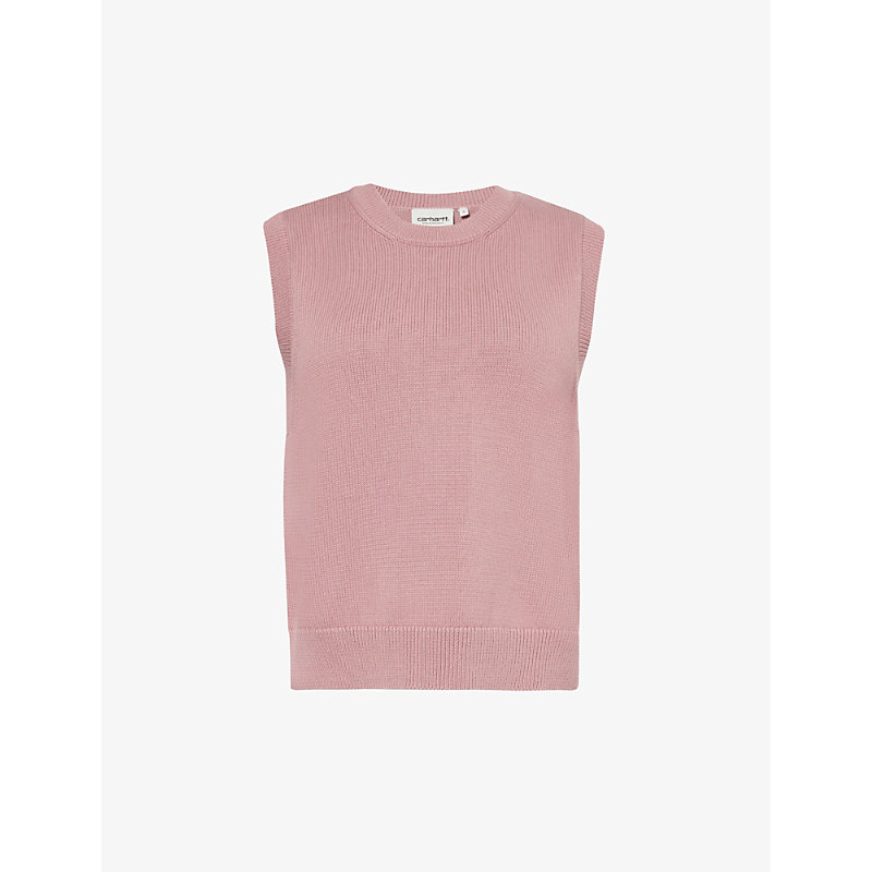 Shop Carhartt Chester Brand-embroidered Cotton Top In Glassy Pink