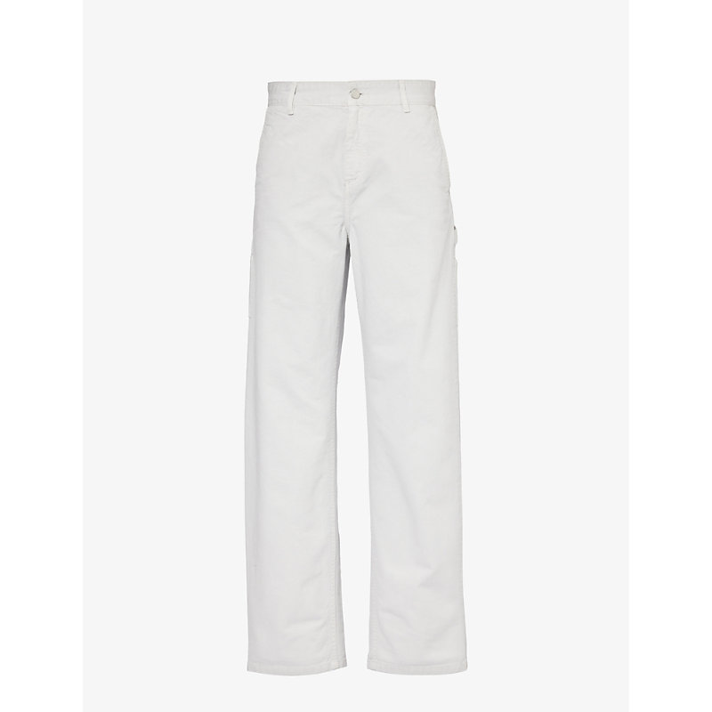 Shop Carhartt Wip Women's Sonic Silver Pierce Brand-patch Regular-fit Straight-leg Cotton Trousers