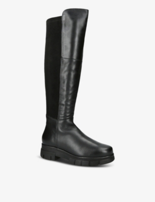 Shop Carvela Comfort Run Contrast-panel Leather Knee-high Boots In Black