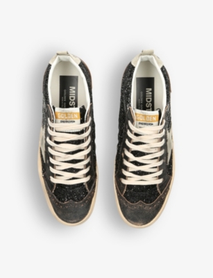 GOLDEN GOOSE: Mid Star 90365 glitter-embellished leather mid-top trainers